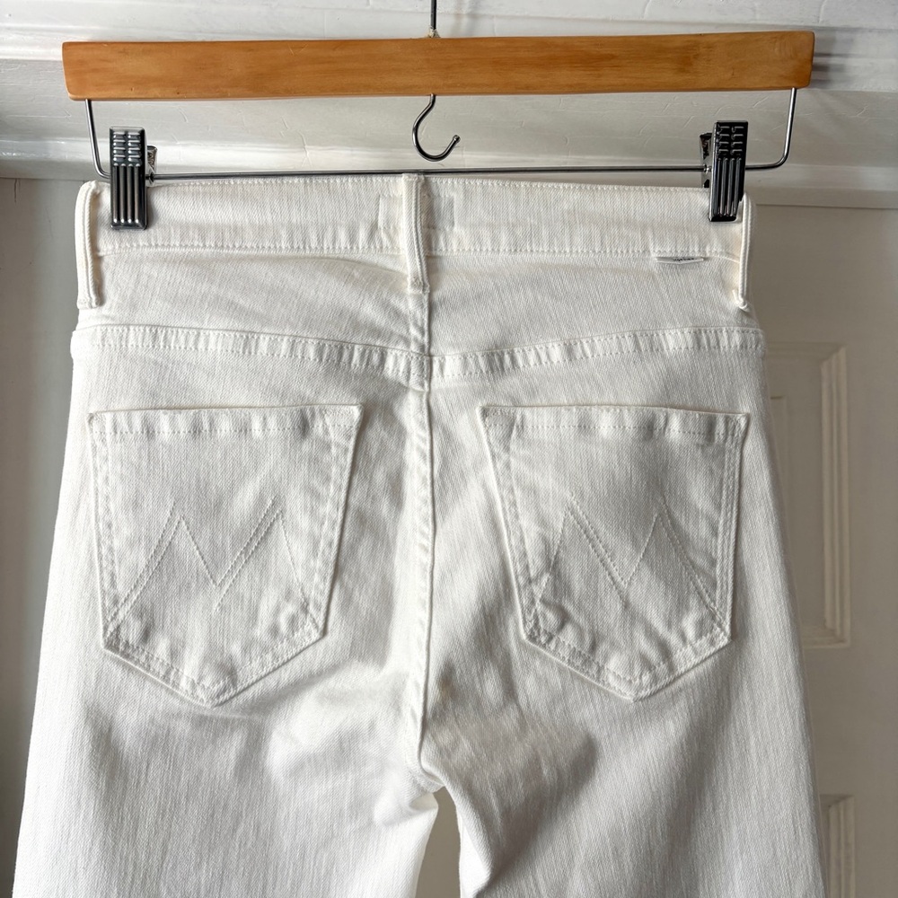 MOTHER The Insider Crop Step Fray White Jeans In Fairest Of Them All Size 24 - Picture 10 of 16